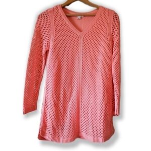 𝅺Croft & Barrow Pink Double Layer Loose Knit Sweater